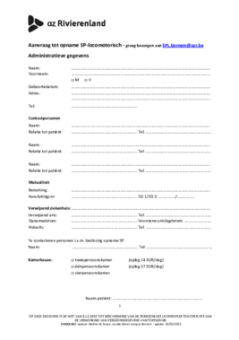 Aanvraagformulier opname SP locomotorisch