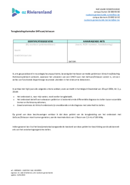 Terugbetalingsformulier DATscan