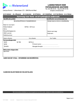 Aanvraag histo- en of cytologisch onderzoek