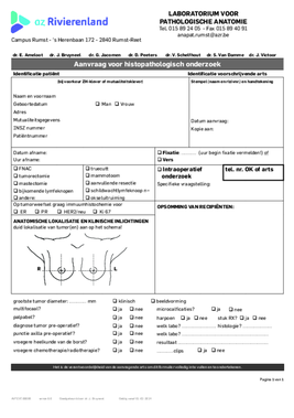 Aanvraag voor histopathologisch onderzoek