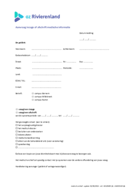 Aanvraag inzage of afschrift medische informatie