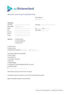 Aanvraag inzage of afschrift medische informatie ENGELS